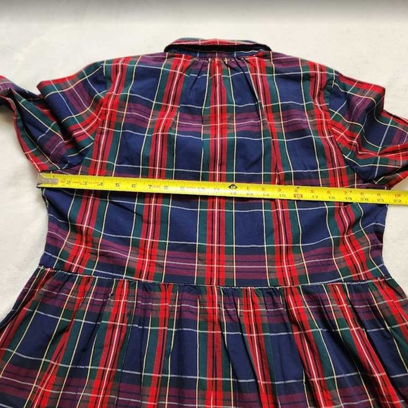 New women's 10 12 14 J Crew Factory cotton mini shirtdress Christmas plaid dress - Picture 8 of 11